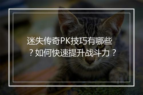迷失传奇PK技巧有哪些？如何快速提升战斗力？