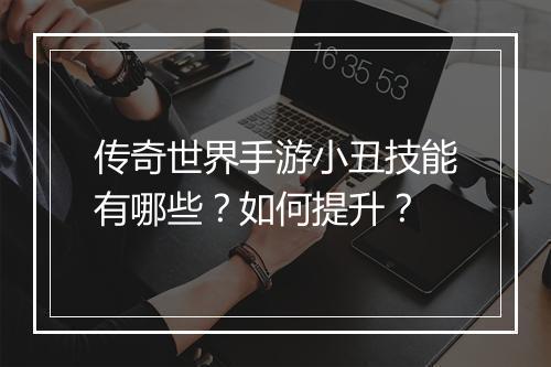 传奇世界手游小丑技能有哪些？如何提升？