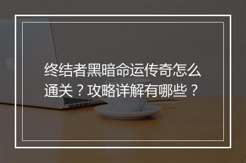 终结者黑暗命运传奇怎么通关？攻略详解有哪些？