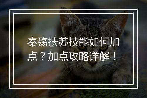 秦殇扶苏技能如何加点？加点攻略详解！