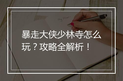 暴走大侠少林寺怎么玩？攻略全解析！