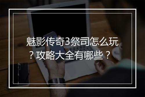 魅影传奇3祭司怎么玩？攻略大全有哪些？