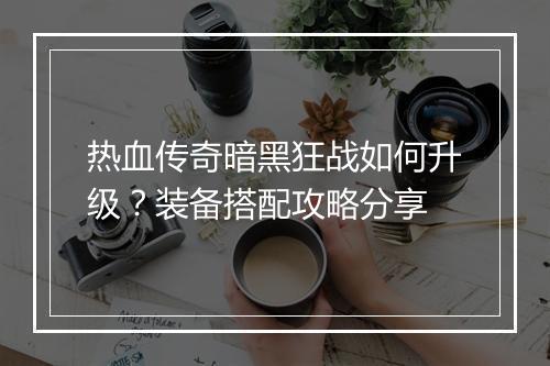 热血传奇暗黑狂战如何升级？装备搭配攻略分享