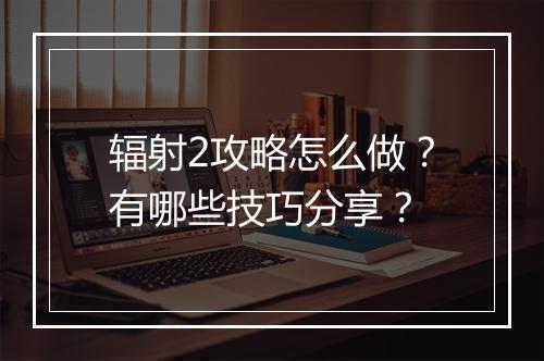 辐射2攻略怎么做？有哪些技巧分享？