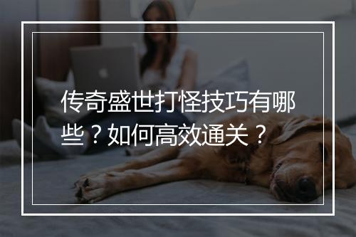 传奇盛世打怪技巧有哪些？如何高效通关？