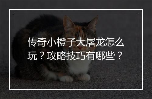 传奇小橙子大屠龙怎么玩？攻略技巧有哪些？
