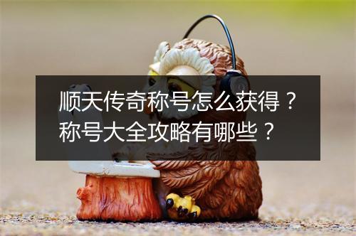 顺天传奇称号怎么获得？称号大全攻略有哪些？