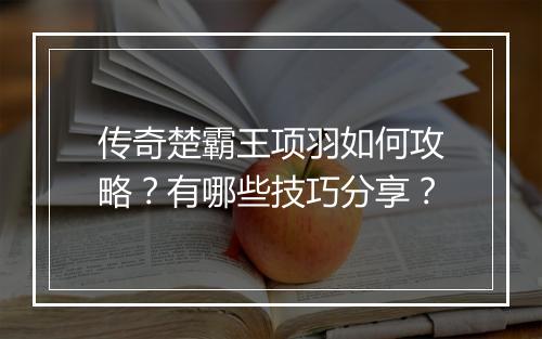 传奇楚霸王项羽如何攻略？有哪些技巧分享？