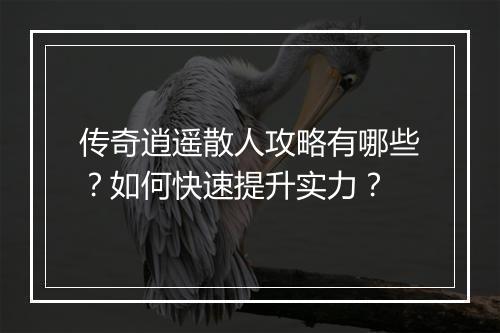 传奇逍遥散人攻略有哪些？如何快速提升实力？