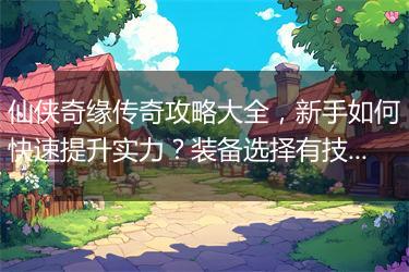 仙侠奇缘传奇攻略大全，新手如何快速提升实力？装备选择有技巧吗？