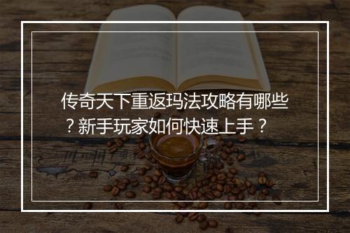 传奇天下重返玛法攻略有哪些？新手玩家如何快速上手？