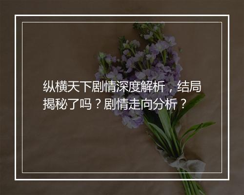 纵横天下剧情深度解析，结局揭秘了吗？剧情走向分析？