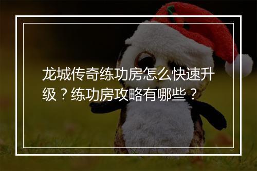 龙城传奇练功房怎么快速升级？练功房攻略有哪些？