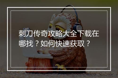 刺刀传奇攻略大全下载在哪找？如何快速获取？