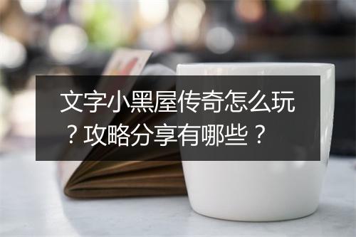 文字小黑屋传奇怎么玩？攻略分享有哪些？