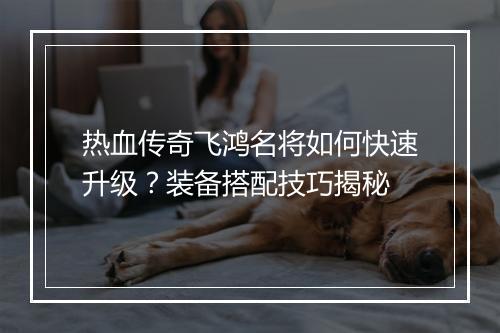 热血传奇飞鸿名将如何快速升级？装备搭配技巧揭秘