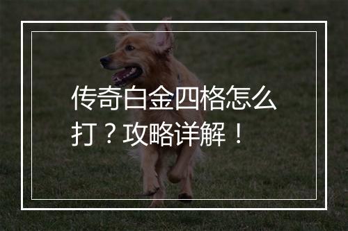 传奇白金四格怎么打？攻略详解！