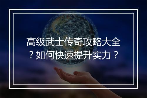 高级武士传奇攻略大全？如何快速提升实力？