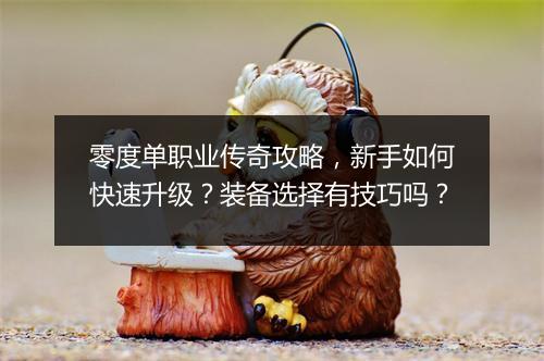 零度单职业传奇攻略，新手如何快速升级？装备选择有技巧吗？