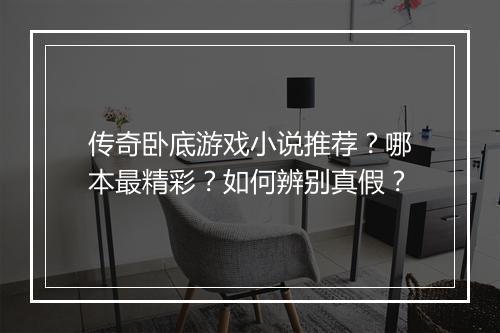 传奇卧底游戏小说推荐？哪本最精彩？如何辨别真假？