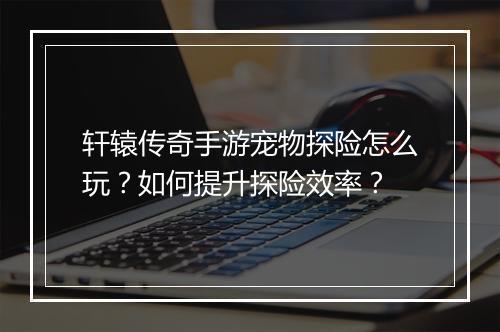 轩辕传奇手游宠物探险怎么玩？如何提升探险效率？