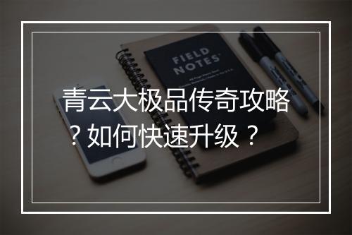 青云大极品传奇攻略？如何快速升级？