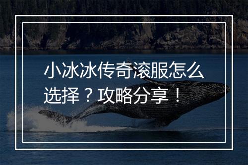 小冰冰传奇滚服怎么选择？攻略分享！