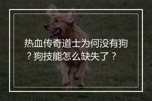 热血传奇道士为何没有狗？狗技能怎么缺失了？