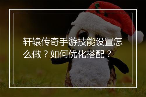 轩辕传奇手游技能设置怎么做？如何优化搭配？