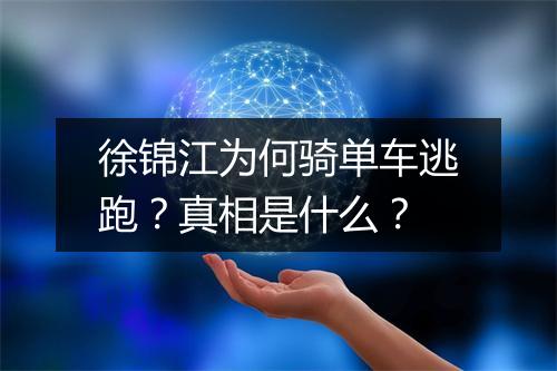 徐锦江为何骑单车逃跑？真相是什么？