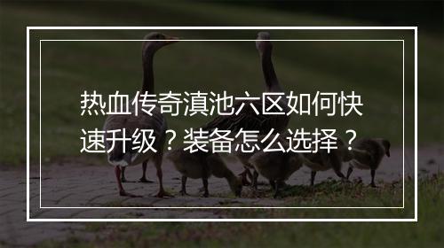 热血传奇滇池六区如何快速升级？装备怎么选择？