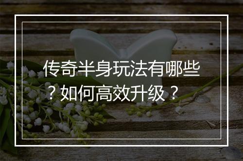 传奇半身玩法有哪些？如何高效升级？
