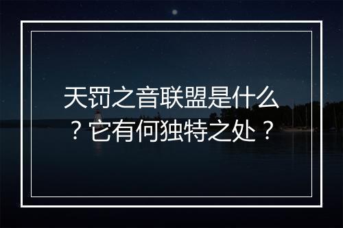 天罚之音联盟是什么？它有何独特之处？