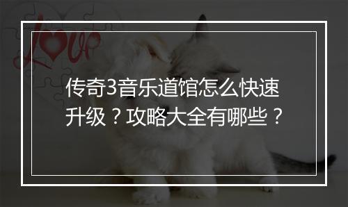传奇3音乐道馆怎么快速升级？攻略大全有哪些？