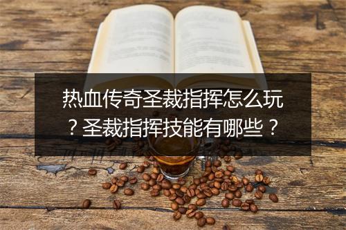 热血传奇圣裁指挥怎么玩？圣裁指挥技能有哪些？
