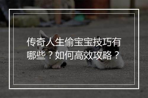 传奇人生偷宝宝技巧有哪些？如何高效攻略？