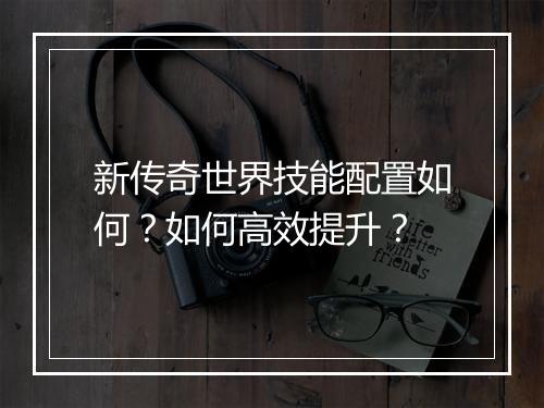 新传奇世界技能配置如何？如何高效提升？