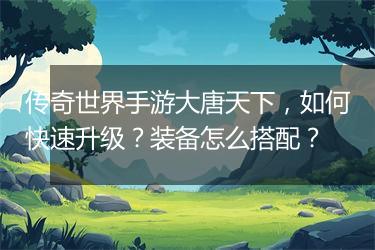 传奇世界手游大唐天下，如何快速升级？装备怎么搭配？