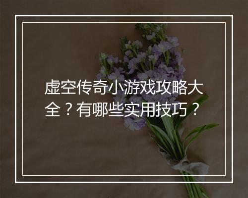 虚空传奇小游戏攻略大全？有哪些实用技巧？