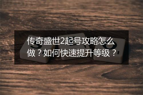 传奇盛世2起号攻略怎么做？如何快速提升等级？