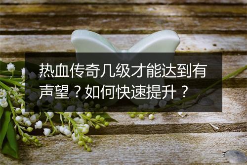 热血传奇几级才能达到有声望？如何快速提升？