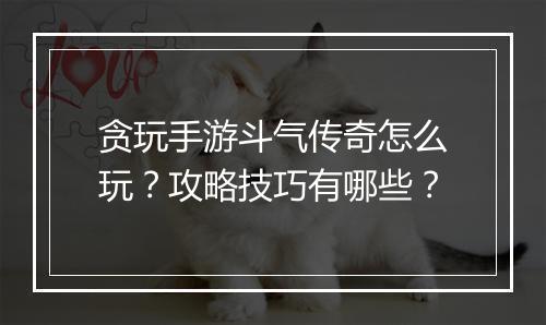 贪玩手游斗气传奇怎么玩？攻略技巧有哪些？