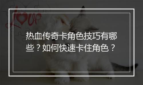 热血传奇卡角色技巧有哪些？如何快速卡住角色？