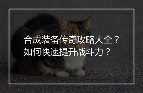 合成装备传奇攻略大全？如何快速提升战斗力？