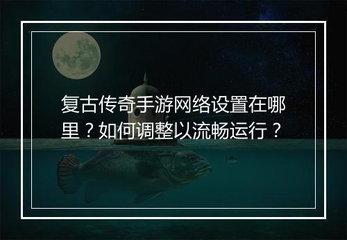 复古传奇手游网络设置在哪里？如何调整以流畅运行？