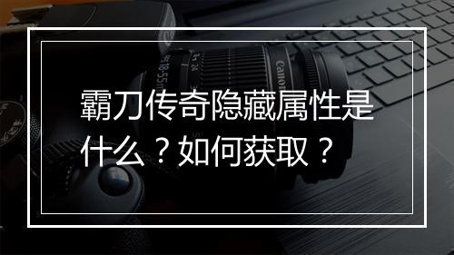 霸刀传奇隐藏属性是什么？如何获取？
