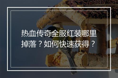 热血传奇全服红装哪里掉落？如何快速获得？