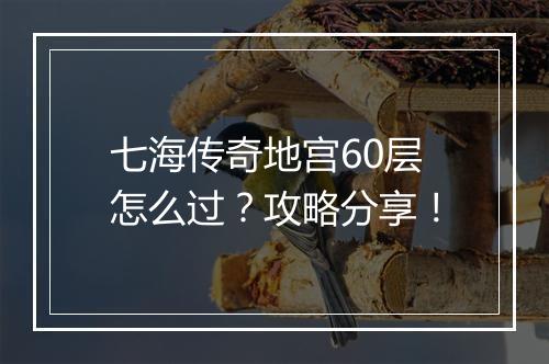 七海传奇地宫60层怎么过？攻略分享！