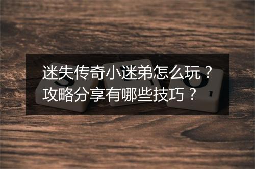 迷失传奇小迷弟怎么玩？攻略分享有哪些技巧？