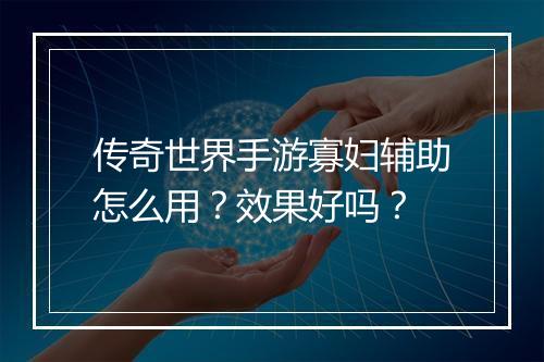 传奇世界手游寡妇辅助怎么用？效果好吗？